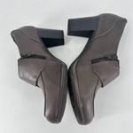 Clarks Collection Women's Leather Block Heel Side Zip Pumps Heels Taupe Size 8M Photo 3