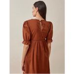 Reformation Bekkah Crocheted Lace Trim Organic Cotton Midi Dress in Cinnamon XS Photo 5