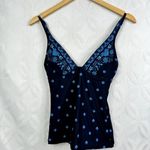 Seafolly  Sunflower Border V Neck Blue Floral Singlet‎ Tankini Size 4 NWOT Photo 2