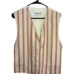 Liz Claiborne Vintage Pink & Cream Wool-Blend Vertical Stripe Brocade Vest Button-Up 14 Photo 0