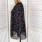 Jeannie Rainbow Embroidered Sheer Button Front Cardigan Shirt Black Medium Black Photo 3
