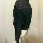 Vintage Concho Leather Suede Black Fringe Cowboy Western Festival Hippie Boho Size L Photo 4