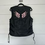 Milwaukee Leather Women’s Black Large Angel Wing Lace Up Vest Moto Grunge Photo 3