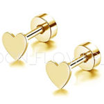 Tiny Gold Heart Flat Back Earrings – 18K Gold Plated Stainless Steel Photo 0