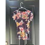 Sweet Pea  Black Floral Print V-Neckline Short Sleeves Wrap Top Size Large Photo 1