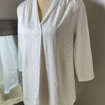 White Fitted Blouse with unique pointelle eyelet design Photo 1