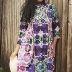 Free People  New Romantics Fiesta Trapeze Mini Dress M Purple Floral Stretch Photo 0