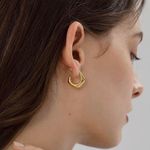 Gold Hoop Earrings Octagon Earrings Thick Hoop Earrings Photo 3