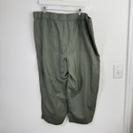 Talbots  Cotton Linen Olive Green Pull On Wide Leg Crop Pants Womens Plus 2x Photo 4
