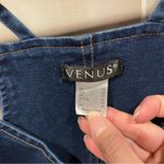 Venus Cute dark denim stretchy  mini zip front dress pockets skinny straps Photo 8