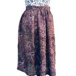 Vintage 70s 80s Dimension V Sheer Brown Pink Paisley Knee Length Skirt Midi S Photo 1