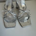 By Far June Metallic Bow Strap Square Toe Sandal 35 Silver Size undefined Photo 3