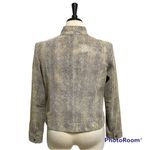 Alfani Beige Brown Gray Suede Leather Snake Pattern Zip Up Leather Jacket Medium Photo 4