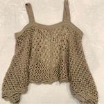 Taylor & Sage COPY -  Juniors' Cold Shoulder Tan Crochet Top Size Small Photo 4