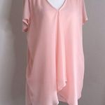 Kate & Mallory Peach blouse- V- neck symmetrical sheer hem Photo 0