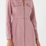 BDG Urban Outfitters June Zip Up Long-Sleeve Pink Denim Mini Dress Size 4 Photo 0