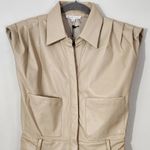 Grey Lab Cream Leather Romper NWT Size Small Cream Faux Leather Short Romper Photo 1