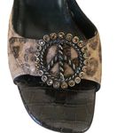Donald Pliner Animal Print Shoe Slide Bronze Hair Calf Rhinestones leather $325 Brown Size 8.5 Photo 1
