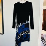 Proenza Schouler Women's Black Blue Silk Long Sleeve Ribbed High-Low Dress Size4 Photo 2