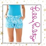 Lilly Pulitzer  NWT Callahan Stretch Shorts Turquoise & White Women's Size 000 Photo 1