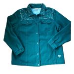 Quacker Factory Dream Jeanne’s By Studded Stretch Jean Jacket Sz L Dk Green Photo 0