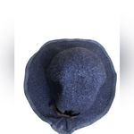 Elegant Navy Blue Floppy Hat with Black Bow and Subtle Sequins Photo 1