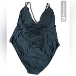 J.Crew Women’s Classic Black O-ring V-neck One Piece Swimsuit Size 24 New Photo 3