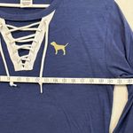 PINK - Victoria's Secret  Dark Blue Lace-Up Long Sleeve Top Photo 4