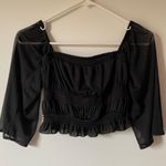 EXPRESS black peasant / milkmaid crop top Photo 0