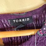 Torrid NWT Smocked Flowy 1X Purple Printed Long Sleeve Office Career Modest Top Photo 2