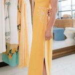 MON RENN scenic dress in mango Yellow Maxi Dress with Floral Detail NEW Size M Photo 3