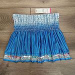 Lucky In Love 14” Paradise Smocked High Waist Blue Print Tennis Skirt Size Small Photo 0