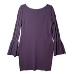 Ann Taylor  Dress Womens M Purple Crew‎ Neck Pullover Long Bell Sleeve Dress Photo 1