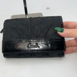 Coach  Signature C Monogram Black Canvas Patent Leather Tri Fold Wallet Photo 1