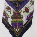 Vintage Nautical Sailboat Flags Chain Print Blue Gold Silk Square Royal Scarf Red Photo 1