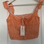 Orange Gingham Ruffle Strap Top Photo 0