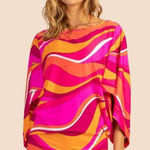 Trina Turk  Vivid Vista Drape-Sleeve Swim Tunic-Bathing Suit Cover Ups Size Small Photo 0