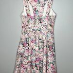 Guess digital floral zip front multicolor fit and flare dress cut out back sz 8 Photo 13