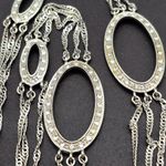Monet  Silver Tone Multi Strand Necklace Oval Rhinestone Stations Formal 24.5" Photo 5