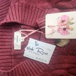 Entro Dark Rust Cable Knit 3 Button Sweater (S) Photo 4