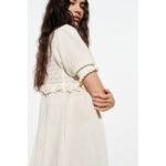 ZARA COTTON ECRU BALLOON SLEEVES KNEE MIXED POINTELLE LACE KNIT ROMANTIC DRESS M Photo 5