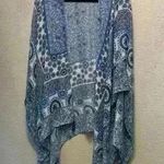 Sonoma Blue and white paisley  duster cardigan wrap western tassel boho bohemian Photo 0