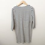 Madewell  | Horizontal Stripe Knit Shirt Dress Blue Cream 3/4 Sleeve | Medium Photo 7