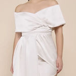 Lulus  Always Celebrating Ivory Satin Off The Shoulders Mini Dress Size XL Photo 0