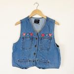 American Vintage vintage solutions denim vest embroidered patriotic flag heart patches Photo 1