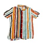 ZARA Bright multicolored striped relaxed fit womens button up blouse sz M Photo 0