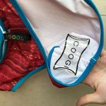COOGI Bikini Bathing Suit Bottom Red Printed Blue Piping NWOT Photo 3