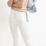 Madewell  Womens 29 Waist 10" High-Rise Jeans White‎ Step-Hem Frayed Button Fly Photo 0