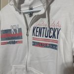 Kentucky Sweatshirt Womens Medium White Hoodie Full Zip Blue Grass state Photo 1