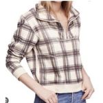 Free People Why Not Sweater size Small Plaid 1/2 Zip Sweatshirt Plaid Pockets Photo 0